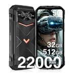 DOOGEE VMAX Pro 5G Smartphone Incassable 2024, 512 Go ROM + 32 Go RAM, 22000mAh, Android 14, 108MP AI Camera, Dimensity 7050, Telephone Portable Incassable, Écran 6,58" FHD+ 120Hz, WIFI6/NFC.