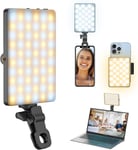 Lumiere Telephone Pour Selfie Led Avec Clip, 60 Led Photo Rechargeable Et 3 Modes D'Éclairage Ajustés, Lampe Video A Pince Portable Light 2000 Mah Pour Ordinateur Portable, Ipad, Iphone