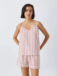 John Lewis Kora Stripe Camisole Pyjama Top, Desert Rose