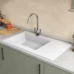 Single Bowl White Composite Kitchen Sink with Reversible Drainer - Es BeBa_28567