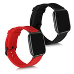 kwmobile Watch Bands Compatible with Huami Amazfit GTS/GTS 2 / GTS 2e / GTS 3 - Straps Set of 2 Replacement Silicone Band - Black/Red