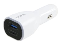 Dicota Universal Pro - Bilstrømadapter - 100 Watt - 5 A - Qc 3.0 - 2 Utgangskontakter (Usb-Type A, 24 Pin Usb-C) - På Kabel: Usb-C - Hvit