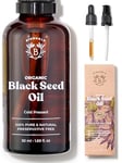 Bionoble Pure Organic Black Seed Oil, Cold Pressed 50ml - Glass bottle + Pipette + Pump - Black Cumin Seed Oil for Hair Growth - Anti-Acne, Purifying Skin Care - Nigella Sativa Oil