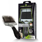 FURMINATOR Brosse Carde Dure pour Chat et Chien - Double Face : picots incurvés qui démêlent les poils et picots droits qui brossent le pelage – Pour poils bouclés - Poils longs ou moyens