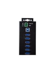 StarTech.com 10-Port Industrial USB 3.0 Hub with External Teho Adapter - hub - 10 ports USB hub - 10 porttia - Musta