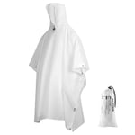 AGPTEK Poncho Pluie Imperméable avec Capuche, Cape de Pluie EVA Randonnée avec Sac de Transport Matériau PU de Camping, Voyage, Activités en Plein Air, Moto/vélo pour les Hommes et Femmes-Blanc