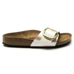 Womens Birkenstock Natural Madrid Big Buckle Synthetic Sandals Flats Slip On