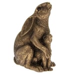 The Leonardo Collection Reflections Figurine de lièvre et bébé bronzé pour la Maison et Le Bureau | Décoration d'intérieur Cadeau pour Homme et Femme | Belle Figurine pour intérieur et extérieur |