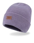 Levi's Unisex's All Season Comfy Leather Logo Patch Cuffed Hero Beanie Hat, Purple, One Size