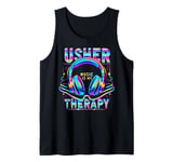 USHER HipHop Fan Music Therapy Retro Vintage Headphones 80s Tank Top