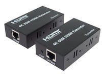 PremiumCord Extender HDMI 4K Jusqu'À 60 m Via Câble Cat6/6A/7, UHD 4K 2160p 60 Hz, Full HD 1080p, 18 Gbps, HDMI2.0, HDCP2.2, Boîtier Métallique, Noir