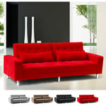 Canapé convertible 2-3 places clic-clac inclinable avec coussins Quarzo Couleur: Rouge