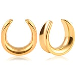 Vankula Ecarteur Oreilles 1 Paire Selle Plug Tunnel en Acier Inoxydable Piercing Bijoux pour Femmes Hommes 14mm(9/16") Or