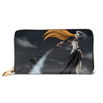 AOOEDM RFID Portefeuille Bleach Kurosaki Ichigo Portefeuille en Cuir Véritable Zip Autour Porte-Carte Organisateur Pochette Portefeuille Grande Capacité Bourse Téléphone Sac pour Hommes Femmes