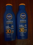 2x Nivea Sun Lotion Protect & Moisture SPF30 - Immediate Protection - 200ml