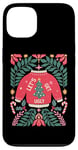 Coque pour iPhone 13 Pull de Noël bohème festif en forme de canne à sucre d'orge floral