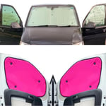 Stores Thermiques compatibles avec VW Caddy (Date 2020) (kit Complet + hayon + fenêtre de Toit) - Coloration arrière Rose, réversible et Thermique