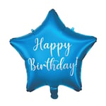 Folie ballong star happy birthday blue