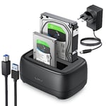 ORICO Docking Station pour 2 Disques Dur SATA SSD HDD de 2,5 ou 3,5 Pouces, USB 3.0 Station d'accueil Disque Dur, Fonction Clonage, Supporte UASP et Les disques de 20To(DD28U3-C)