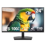 Z-Edge Ecran Pc 24'' IPS Full HD(1920x1080), 75 Hz, FreeSync, Moniteur Bureau LED 16:9 avec HDMI Câble, 16.7M Couleur HDR avec Technologie Eye Care, HDMI & VGA, Inclinaison Réglable, 178° Angle Vue