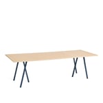 HAY - Loop Stand Table Deep blue powder coated steel frame L250 x W92,5 x H74 Clear lacquered oak tabletop Water-based lacquered oak edge - Matbord - Leif Jørgensen - Blå - Metall/Trä