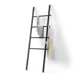 Umbra Hub Clothes Ladder, Freestanding Towel Ladder and Coat Rack with Four Rungs and Hooks, Black, One Size