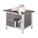 VEVOR Maison pour Chat d'Extérieur, 610x508x535 mm, Niche pour Chats en Bois, Résistante aux Intempéries, Isolation Mousse, Toit Ouvert, Porte à Rabat en PVC, Cabane Abri pour Plusieurs Chats Sauvages