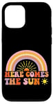 Coque pour iPhone 12/12 Pro Here Comes The Sun Style rétro arc-en-ciel