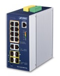 PLANET IP30 Industrial L2+/L4 8-Port Managed L2+ Gigabit Ethernet (10/100/1000) Aluminium, Blue