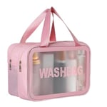 Hossom Trousse de Toilette Femme Voyage, Trousse Maquillage Transparente, Étanche PVC Grande Rangement Maquillage Double Couche Humide et Sèche Multifonction Kit Voyage pour Avion Hommes Femmes