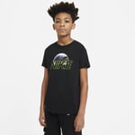 Take your tee game to the next level with Nike Sportswear T-Shirt. The football graphic features extra texture you can see and feel. Kick It Up This cotton classic gets updated a 3D-modelled on chest. Classic Style Ribbed fabric collar stretches while move. Older Kids' (Boys') T-Shirt - Black