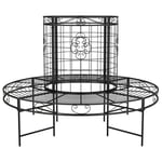 Banc De Jardin Meuble De Patio D'extérieur Terrasse Circulaire Tour D'arbre Diamètre 137 Cm Noir Acier Helloshop26 02_0011119