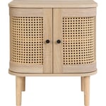 Homifab - Table de chevet 1 porte couleur chêne et cannage 40 cm - Bali