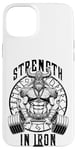 Coque pour iPhone 15 Plus Viking Gym Warrior Strength In Iron Deadlift Poids Fitness