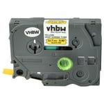 vhbw 1x Ruban compatible avec Brother PT P900W, P750W imprimante d'étiquettes 11,7mm Noir sur Jaune, cassette de gaine thermorétractable, 7 mm
