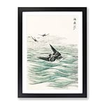 Riu Kiu House Swallows By Numata Kashu Asian Japanese Framed Wall Art Print, Ready to Hang Picture for Living Room Bedroom Home Office Décor, Black A4 (34 x 25 cm)