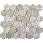 Et Hexagone Mosaïque Céramique Grain de Bois Gris Braun Mélange Carreaux de Mosaique Mur Miroir Mosaïque Cuisine Bain - MOS11H-0200