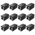 ﻿ GIONAR 12Pcs RJ45 Coupler Extender, Ethernet Coupler, Ethernet Cable Connector Cat7 Cat6 Cat5 8P8C, Ethernet Cable Extender Adapter Female to Female(Black)