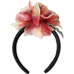 DOLCE & GABBANA Diadem Rose Pink Silk Floral Black Tiara Women Hairband 820usd