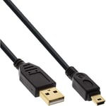 InLine 0.5 m Black 0.5 M USB A/USB Mini-B USB Cable – USB (Cables 0.5 m; USB A; mini USB B, male/male, black, gold)