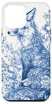 Coque pour iPhone 12 Pro Max Blue Fox Chinoiserie French Esthétique Toile Fille