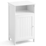 Giantex Meuble de Salle de Bain en Bois avec Porte Simple et Étagère Réglable de Rangement, pour Chambre, Salon, 40 x 30 x 70 cm, Blanc