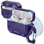 ESR for AirPods Pro 2 Case, MagSafe Ready, for AirPods Pro 2nd / 1st Generation (2023/2022/2019), Powerful Drop Protection, Magnetic Lid, Cyber Armor Tough for AirPods Pro Case, Purple