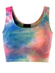 iEFiEL Womens Gym Yoga Sports Bras Tie Dye Print Workout Tank Tops Seamless Running Shirts Athletic Crop Tops Tees Colorful L