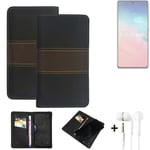 Wallet Case + headphones for Samsung Galaxy S10 Lite Protective Cover Brown