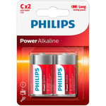 Philips LR14 C Alkaline Batterier 2 stk - Sølv