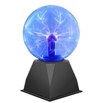 DELIPOP Lumière de Boule de Plasma, 6 Pouces Lampe Plasma Boule Magique, Flash Lampe à Plasma Sphère Sensible au Son et au Toucher, pour Décorations, Lumière de Nuit, Bleu