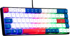 Keyz Hydrogen, Clavier Gamer 60%, Clavier Semi-Mécanique Filaire Azerty, Rétroéclairage Multicolore- Mini Clavier Gamer Silencieux, Format Compact Tkl - Pc/Ps5 (Bleu/Blanc/Rouge)[Cla170032]