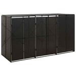 Abri pour poubelle triple Noir 207x80x117 cm R�sine tress�e