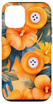 Coque pour iPhone 12/12 Pro Motif de boutons de couture tropicaux orange aquarelle